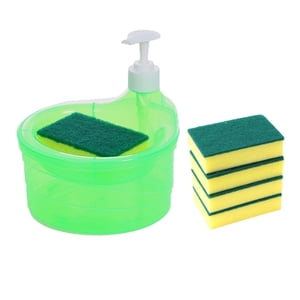 Magideal - Dispensador De Jabón Para Cocina, Soporte Para Estropajo, Diseño 2 En 1, Dispensador De Jabón Para Platos Fácil De Limpiar, Dispensador De Jabón Para Verde
