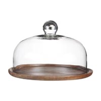 Bothyi - Soporte De Madera Para Tartas Con Bandeja Para Servir Tartas En Forma De Cúpula Para Fiestas De Crema, Tapa De 23 Cm