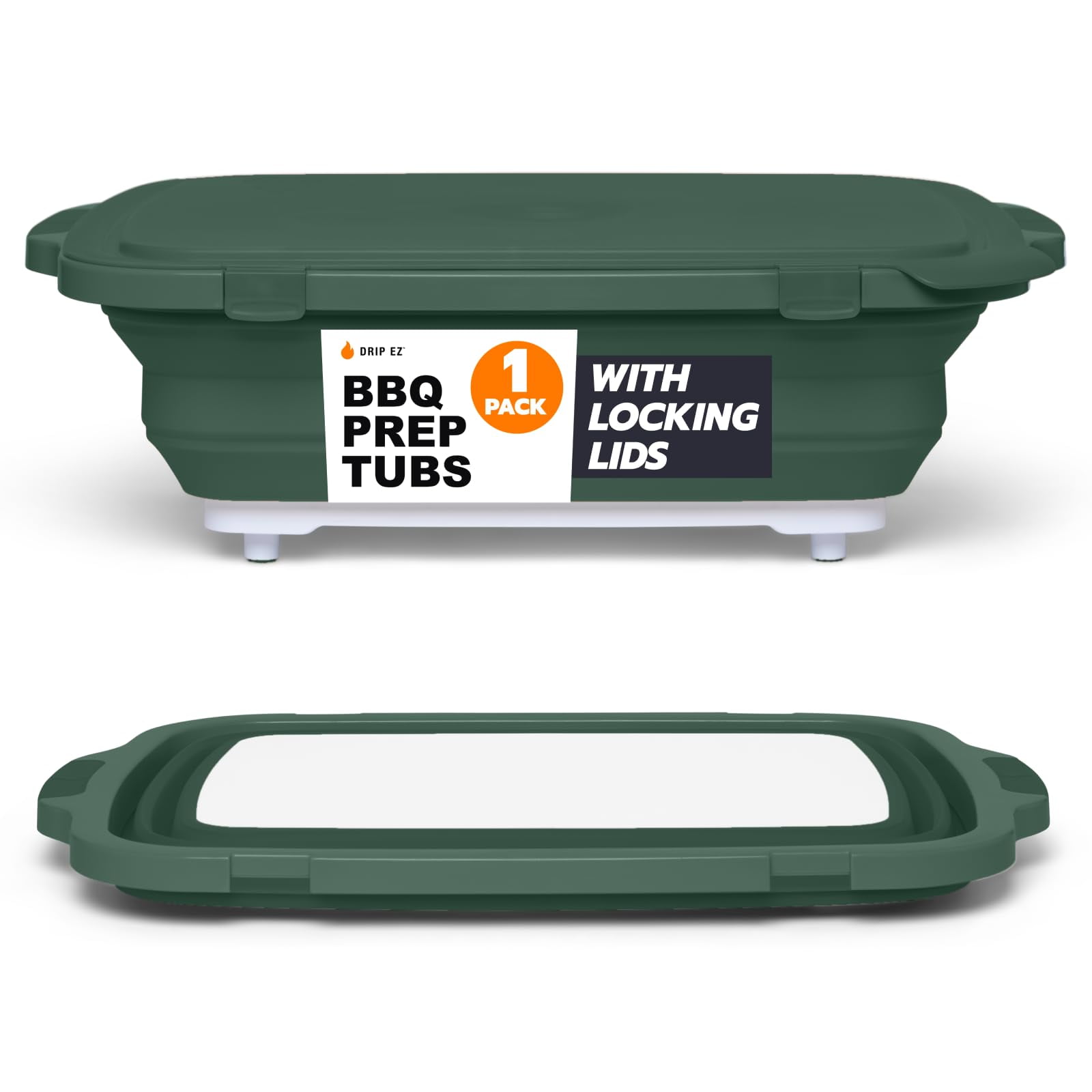 Barbacoa Plegable Prep Tub Drip Ez Con Tabla De Cortar Y Tapa, Color Verde