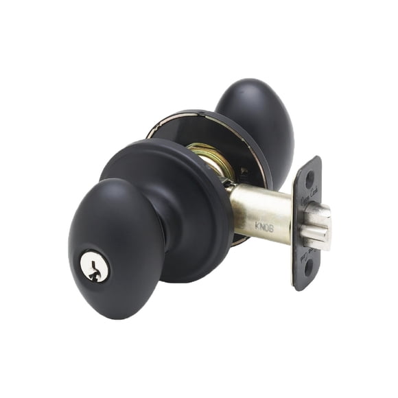 Pomo de puerta Copper Creek EK2040BC con llave en forma de huevo negro, paquete de 1