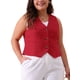 thumbnail image 1 of Chaleco de Lino sin Mangas con Botones y Bolsillos para Mujer Plus Size de Agnes Orinda 1X Rojo, 1 of 6