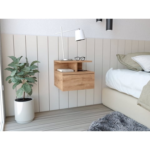 Tuhome - Velador Flotante Dreams 1 Cajón Macadamia 29X35X33 Cm