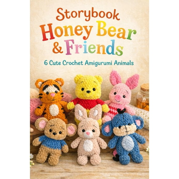 Set de animales y peluches amigurumi de crochet Honey Bear y amigos
