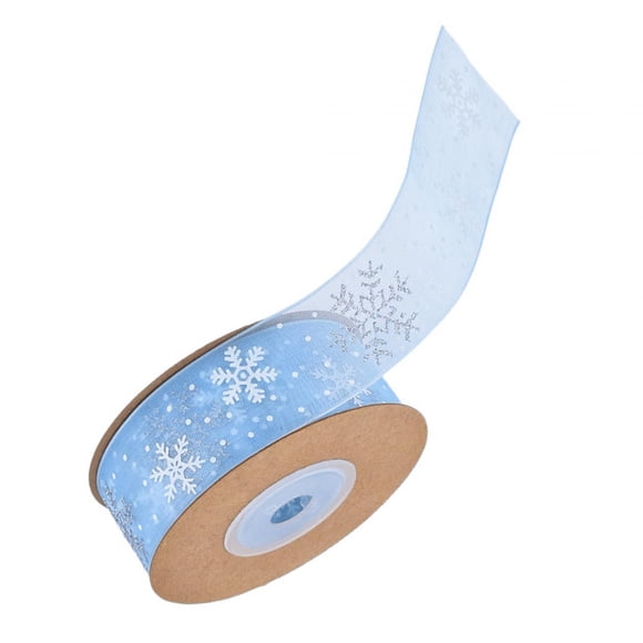 Cinta impresa, Copos de nieve navideños, Decoraciones navideñas Decoraciones para árboles de Navidad, Cintas para árboles de Navidad Cintas de copos azul