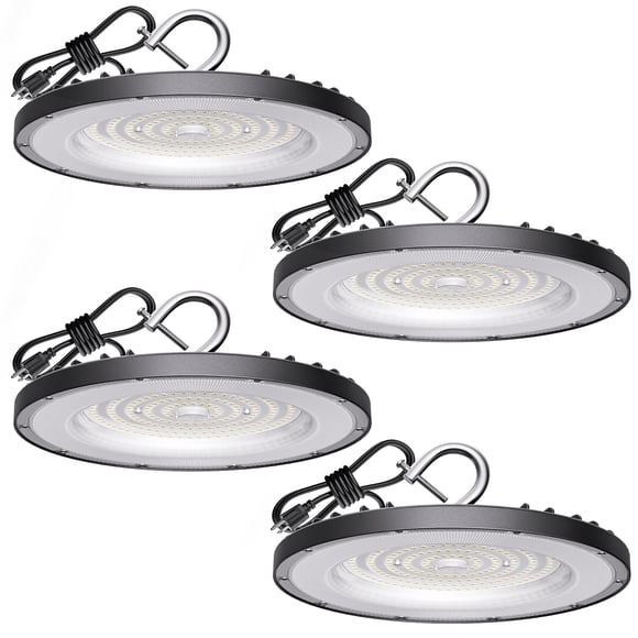 Lámpara LED UFO High Bay, 150 W, 21 000 lm, 5000 K, IP65, paquete de 4 unidades