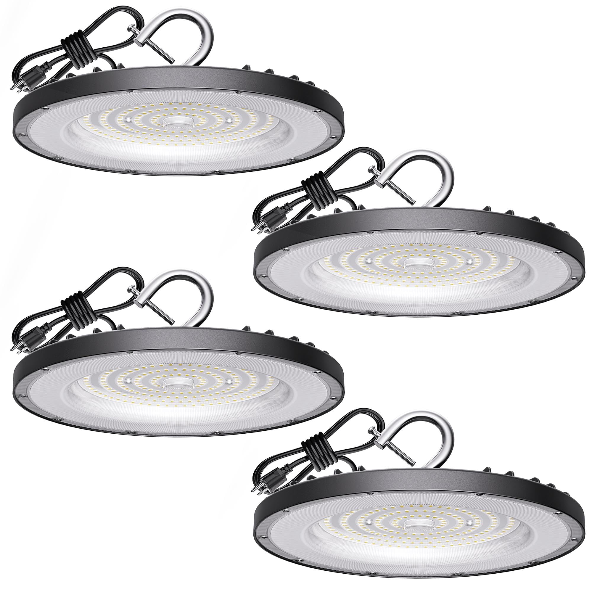Yihuven - Lámpara Led Ufo High Bay, 150 W, 21 000 Lm, 5000 K, Ip65, Paquete De 4 Unidades