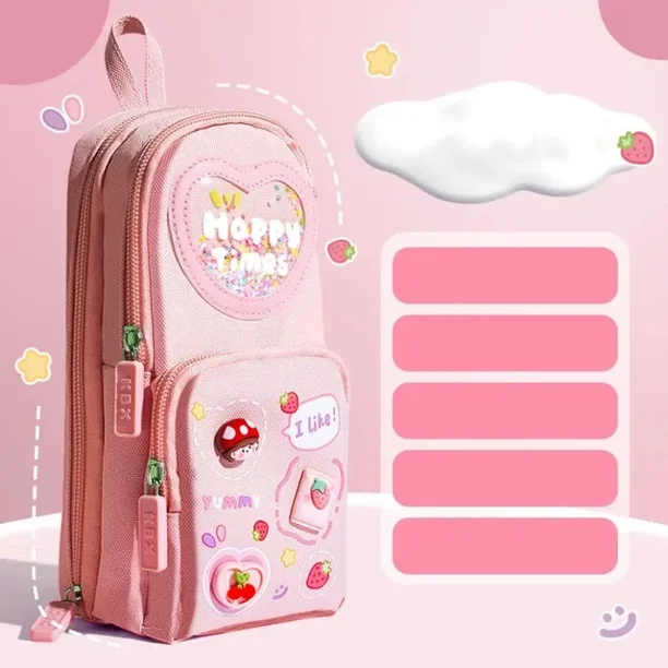 Kawaii Portable schoolbag Pencil Cases Capacity Canvas Pencil Bag Pouch Holder Box for Girls Student Stationery School Supplies
