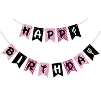 Banner De Cumpleaños Woizoeiy Happy Birthday, Color Rosa Y Negro