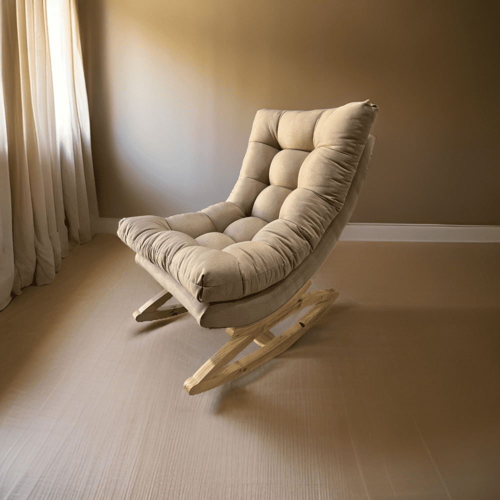 Muebles New - Silla Mecedora Coquette Beige Lino