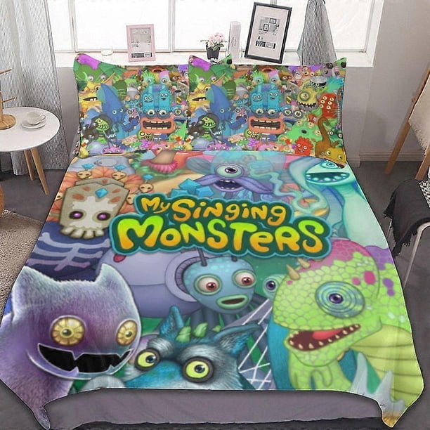 Juego de ropa de cama de 3 piezas My Singing Monsters con funda nórdica suave y cómoda.