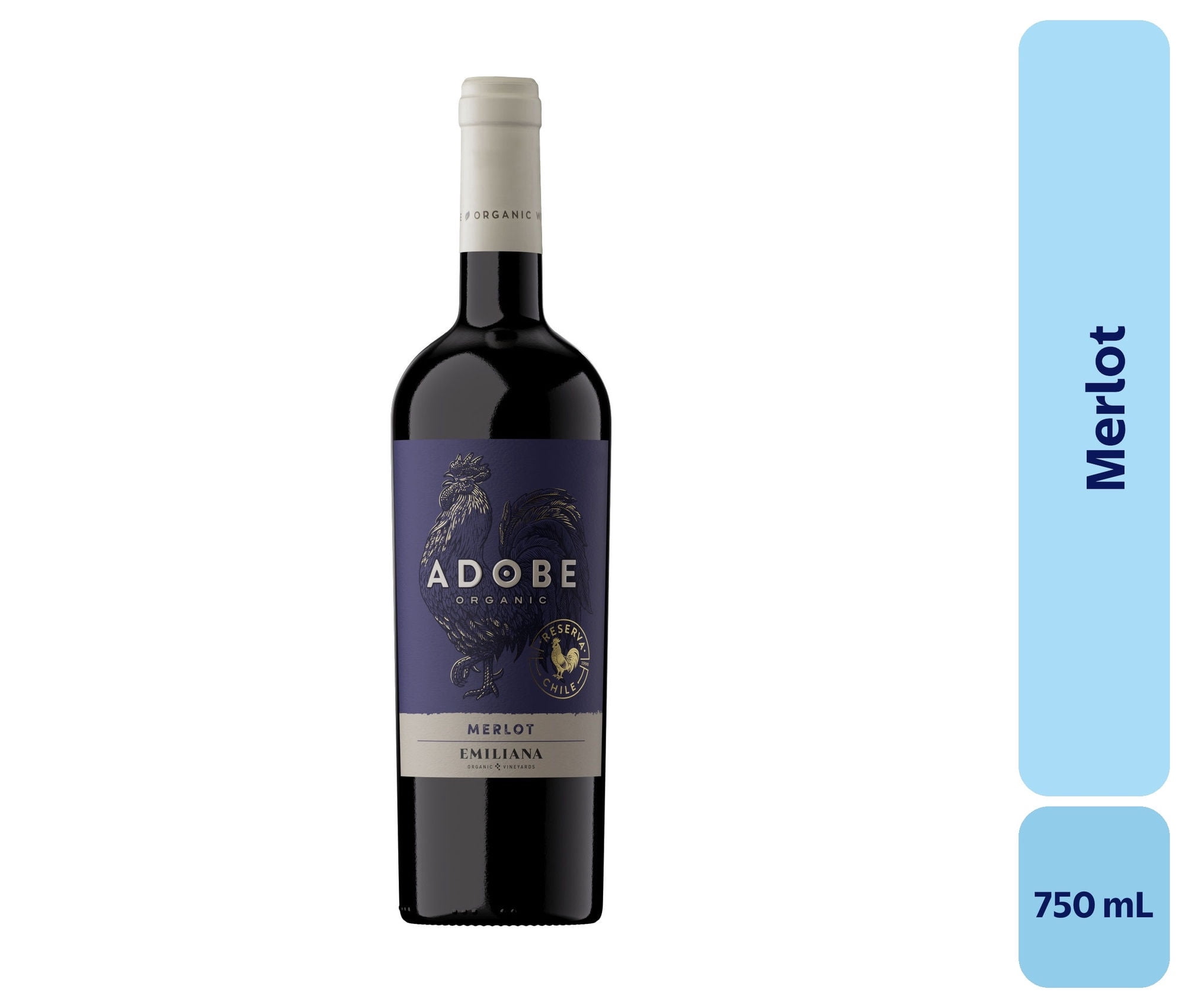Vino Merlot Botella 750 mL Adobe