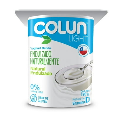 Yoghurt Batido Light Sabor Natural Endulzado Pote 120 G Colun