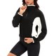 thumbnail image 4 of ATHLECHIC Onfers Mujeres Sudaderas Recortadas con Media Cremallera Manga Larga Pulóver Sobredimensionado Ropa de Otoño con Bolsillos M Negro Blanco, 4 of 5