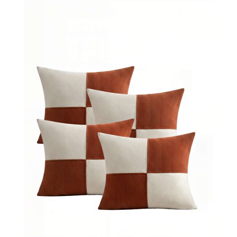 Genérico - Juego De 4 Fundas De Cojin 45Cmx45Cm Chenille Rombo Color Burdeo