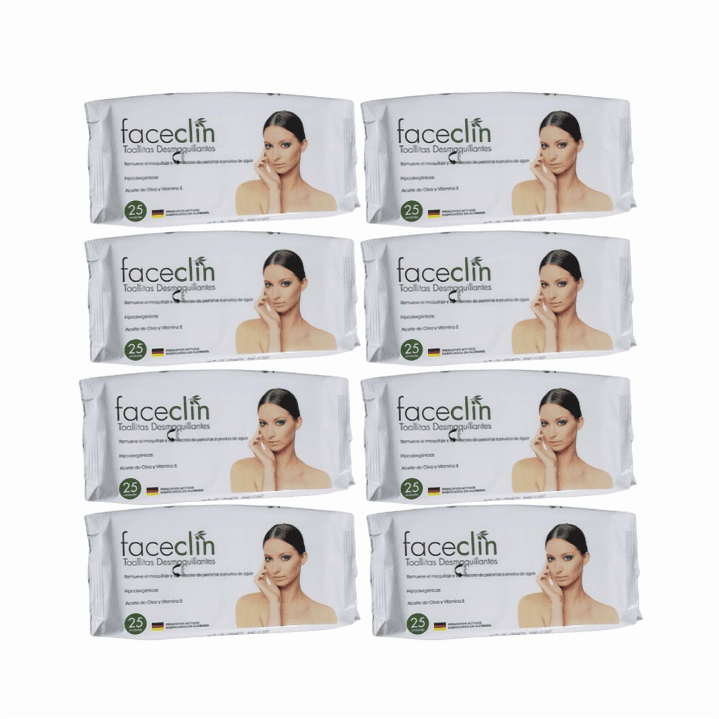 Pack 8 Toallitas Desmaquillantes Faceclin 200 Unidades En Total