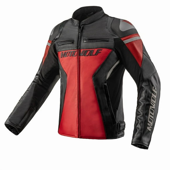 Chaqueta De Cuero Clásica Para Motocicleta Motowolf JM2