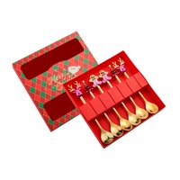 Magideal - 6 Cucharas Con Forma De Alce Navideño, Personajes De Pan De Jengibre, Cubiertos, Vajilla De Postre Ligera Y Fácil De Limpiar Para Cafeterías Y Fiestas