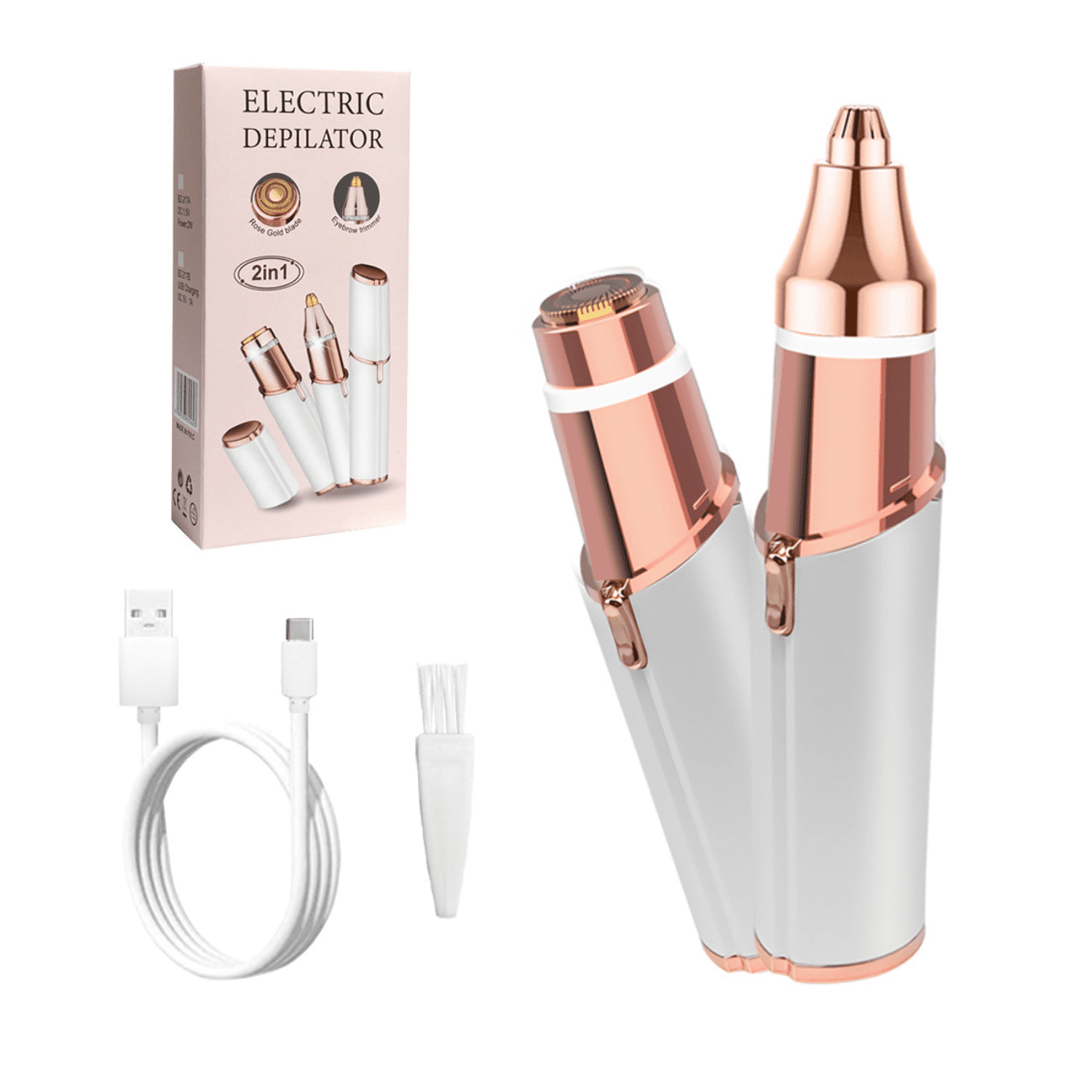 Genérico - Depiladora Facial Y Cejas Recargable Usb Blanco Con Led Blanco