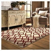 Masel - Alfombra Shaggy Anat1 140X200 Blanco-Rojo