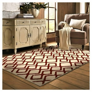 Masel - Alfombra Shaggy Anat1 160X230 Blanco-Rojo