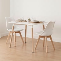 Pandalino - Comedor Mesa Aroa Blanca 80X80 Cm + 2 Sillas Tulip Blanca