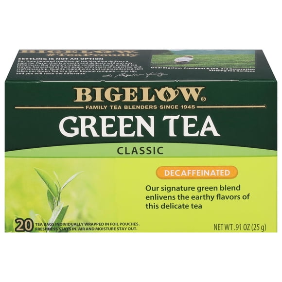 Tea Bigelow Classic Green descafeinado, 20 bolsas (paquete de 6)