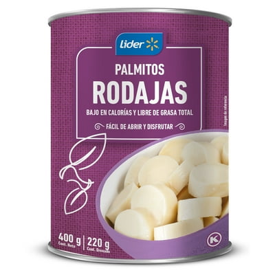 Palmitos En Rodajas Lata Drenado 220 G - Neto 400 G Lider