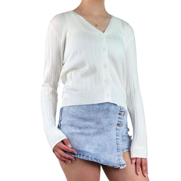 Sweater Mujer Cardigan Botones Otoño Cuello V Diseño 6009