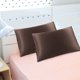 thumbnail image 1 of PiccoCasa Fundas de Almohada de Satén de Lujo Juego de 2 Fundas de Almohada Sedosas, Marrón No Estándar, 1 of 7