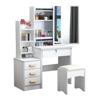 Genérico - Tocador Compacto Con Espejo Y Taburete 80X40X130Cm Blanco