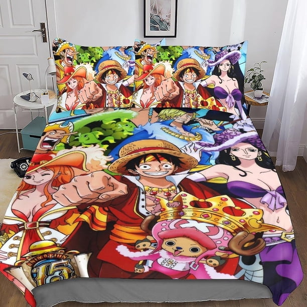 Juego De Ropa De Cama One Piece Funda Nórdica De Microfibra Suave Con Cremallera Oculta Funda De Edredón De Anime Luffy Con Diseño De Estampado 3d Para Niños Adolescentes Y Adultos 3 Piezas