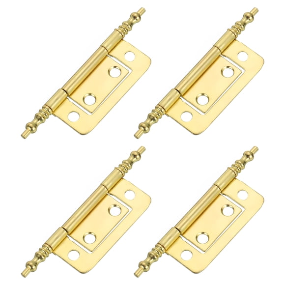Uxcell 4 piezas de bisagra de metal sin mortaja para puertas de gabinetes, herrajes para muebles, armario, ventana, dorado