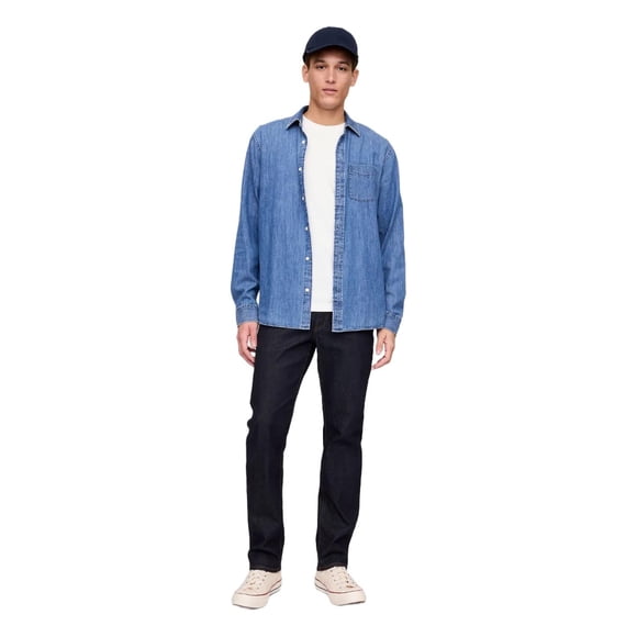 Jeans GAP para hombre, corte recto, mezclilla, lavada, color índigo, 28 x 32