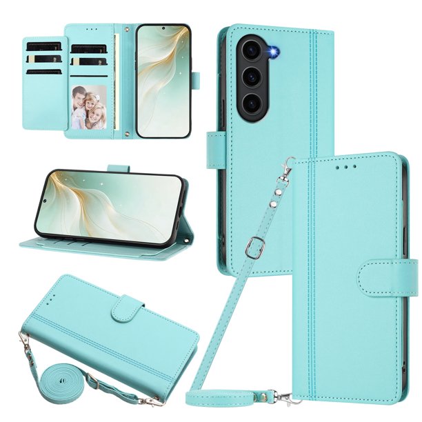 Funda Cartera para Samsung Galaxy S23 con Bolsillo para Billetes, Verde Claro