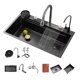 thumbnail image 1 of Fregadero de cocina Empotrado 75x45cm Acero Inoxidable accesorio de cocina Color Negro, 1 of 8