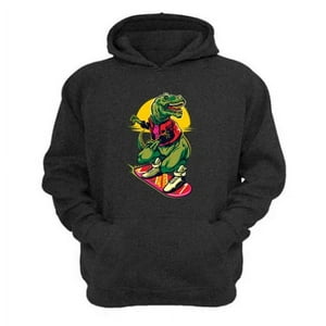 Genérico - Polerón Canguro Dinosaurio Skate Gris Oscuro Talla Xs Unisex