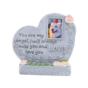 Ioensy - Monumento Conmemorativo Para Mascotas, Lápida Conmemorativa De Resina Para Gatos Para Porche Exterior, Corazón De Ángel