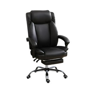 Crusec - Silla Pc De Cuero Boss Para Oficina Con Reposapies Estilo Osaka - Negro