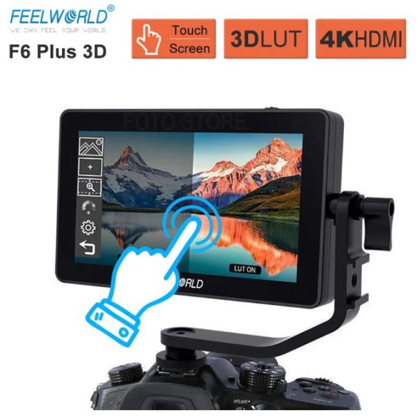 Kit Monitor Feelworld F6 Plus 6 Pulgadas Touch 4K + 2 Baterías Np-F970 + Cargador Doble