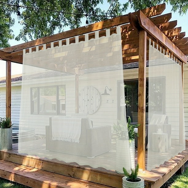 Enhance Your Outdoor Living Space with 1pc Waterproof Tab Top Sheer Curtain - Lightweight, Sun-Protective and Beautifully Designed for Bedroom, Living Room, Patio, Porch, Pergola, Cabana Decor