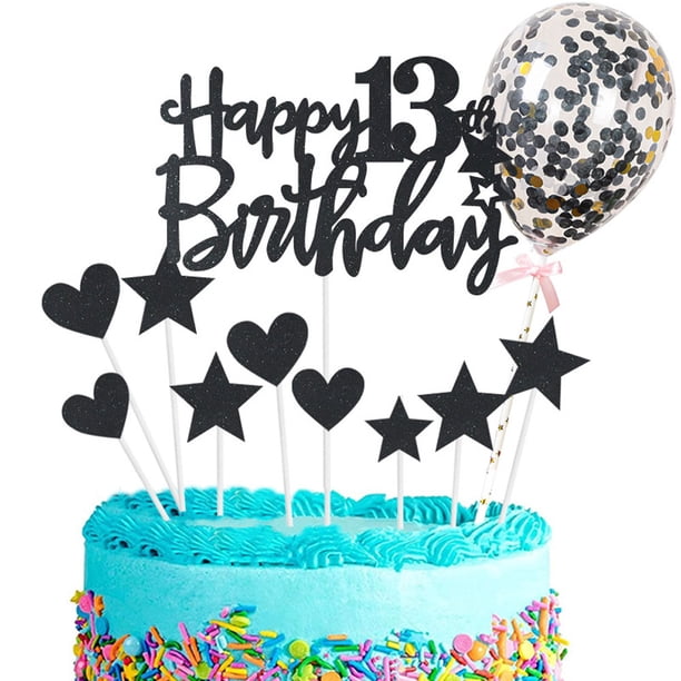 Juego de adornos para tarta de 13.º cumpleaños para feliz cumpleaños, adorno para tarta de feliz cumpleaños