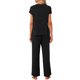 thumbnail image 3 of Conjunto de pijama para mujer de 2 piezas con bolsillos, mangas cortas, conjunto de ropa de descanso, parte superior y pantalones largos, talla M, negro, 3 of 6