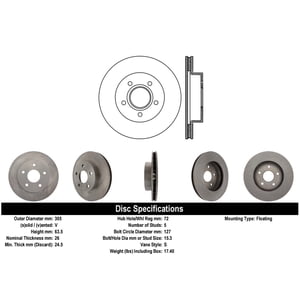 Disco Freno Para Auto Comline Adc2303V
