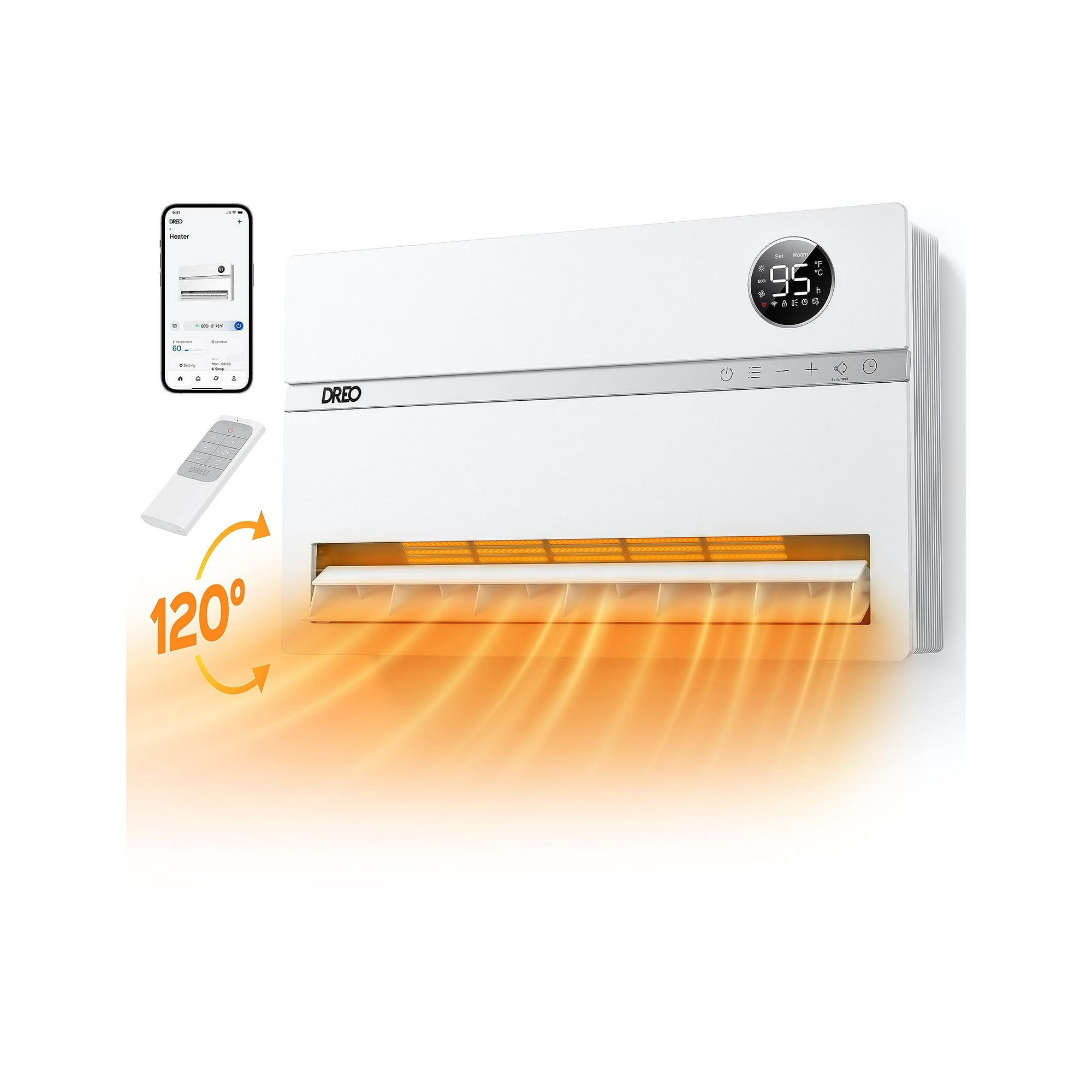 Calentador De Pared Dreo Smart 1500 W Con Control Remoto Y Temporizador Wh719s