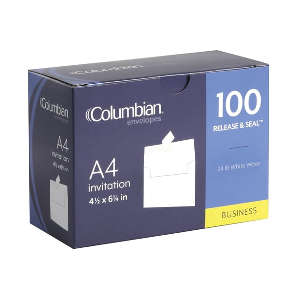 Sobres autoadhesivos para invitaciones colombinas, 4 x 6 pulgadas, 100 unidades, color blanco