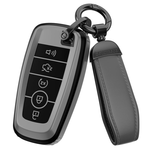 Cubierta para mando de coche Seikuleca Mate Gris Modelo-1 + Llavero de cuero