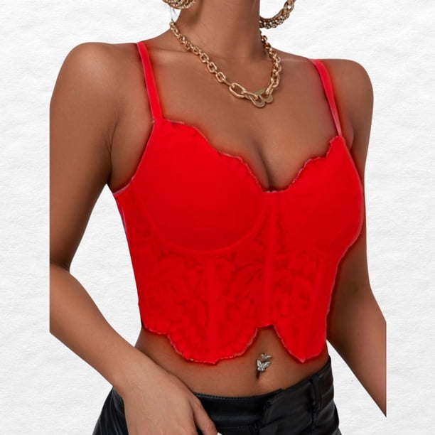 Top Tirantes Mujer Corsét Sujetador Sexy Encaje Moda 9004