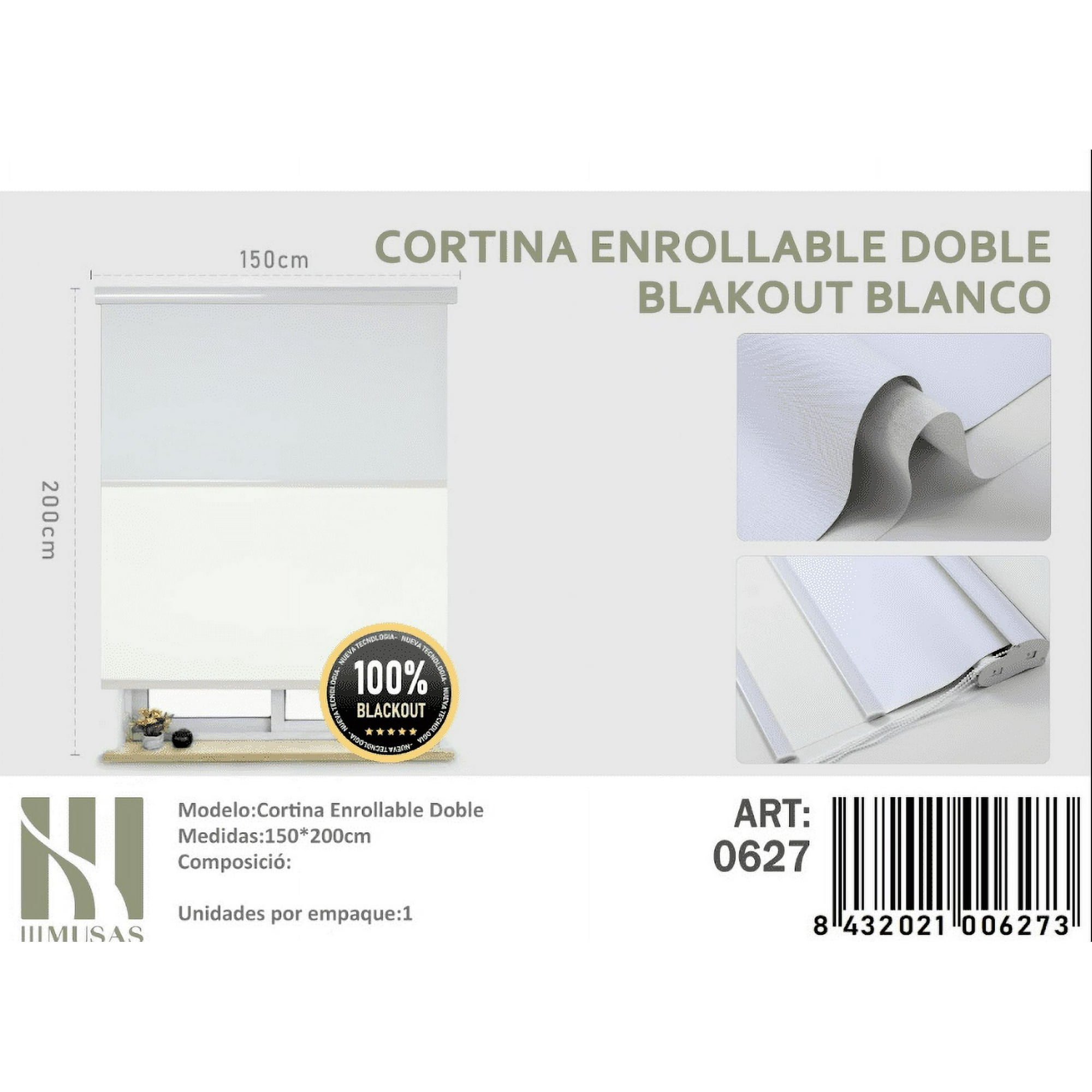 Mundo Shopping - Cortina Enrollable Doble Blakout Blanco 150x200cm Lisa Iii Musas