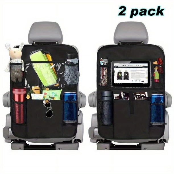 2pcs Car Backseat Organizer, Waterproof And Durable Car Seat Organizer Bag, Muti-Pocket Seat Back Storage Bag With Touch Screen Tablet Holder ,Toy Tablet WatterBottle Snacks Books Organizer Bags, Trav