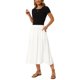 thumbnail image 2 of Falda de Lino para Mujer INSPIRE CHIC Verano Casual Flowy Swing Cintura Alta Elástica A-Line Boho Midi con Bolsillos XL Blanca, 2 of 6